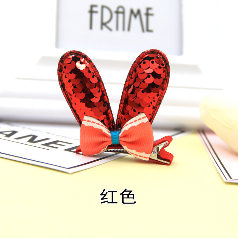Wholesale Fish Scale Reversed 3D Bow Rabbit Ear Hair Clip
